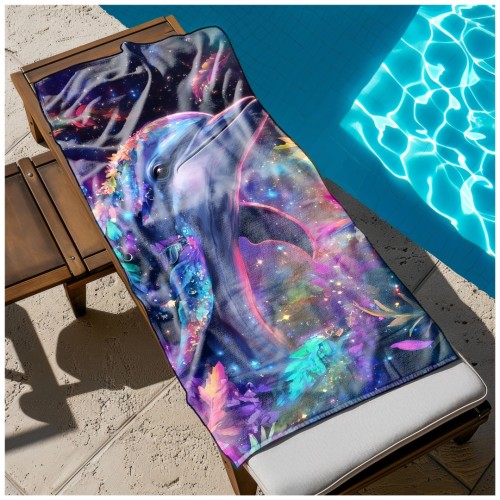 Ręcznik Plażowy Kąpielowy XL 70x140 Delfin Szybkoschnący R110