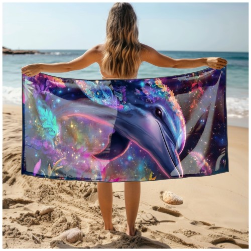 Ręcznik Plażowy Kąpielowy XL 70x140 Delfin Szybkoschnący R110