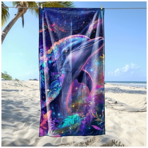 Ręcznik Plażowy Kąpielowy XL 70x140 Delfin Szybkoschnący R110