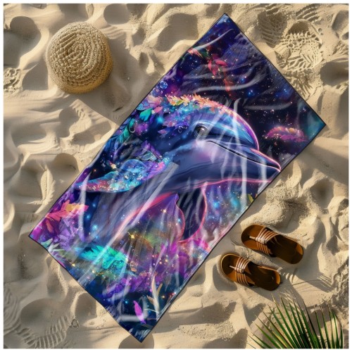 Ręcznik Plażowy Kąpielowy XXL 100x180 Delfin Szybkoschnący R110
