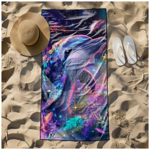 Ręcznik Plażowy Kąpielowy XXL 100x180 Delfin Szybkoschnący R110