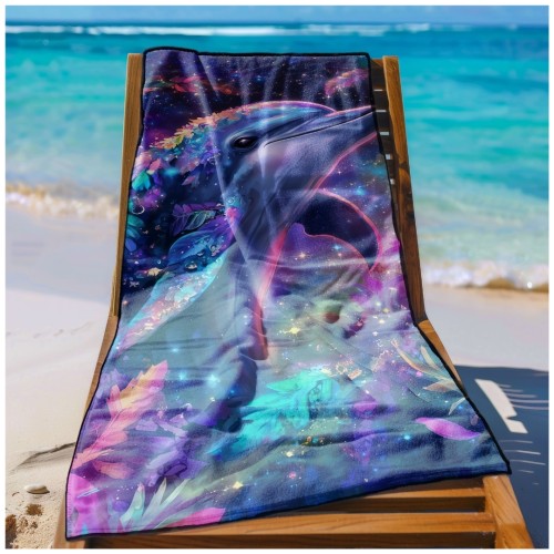 Ręcznik Plażowy Kąpielowy XXL 100x180 Delfin Szybkoschnący R110
