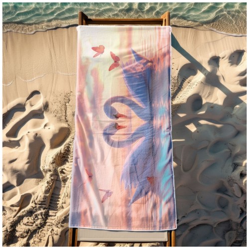 Ręcznik Plażowy Kąpielowy XL 70x140 Łabędzie Szybkoschnący R104