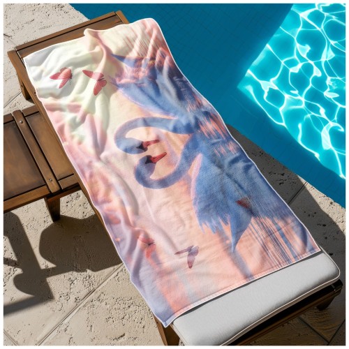 Ręcznik Plażowy Kąpielowy XXL 100x180 Łabędzie Szybkoschnący R104