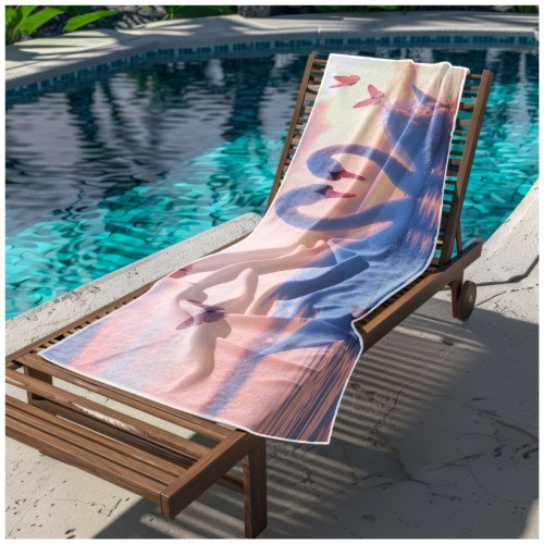 Ręcznik Plażowy Kąpielowy XXL 100x180 Łabędzie Szybkoschnący R104