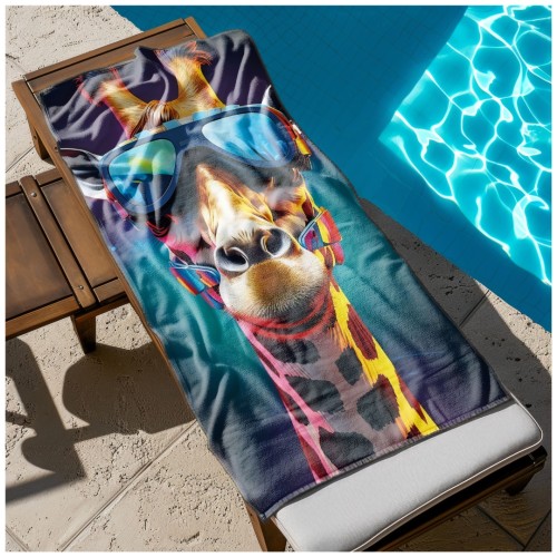 Ręcznik Plażowy Kąpielowy XL 70x140 Żyrafa Szybkoschnący R120