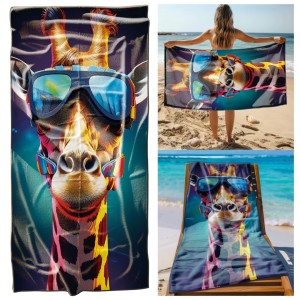 Ręcznik Plażowy Kąpielowy XXL 100x180 Żyrafa Szybkoschnący R120