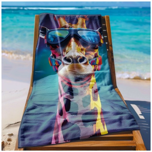 Ręcznik Plażowy Kąpielowy XXL 100x180 Żyrafa Szybkoschnący R120