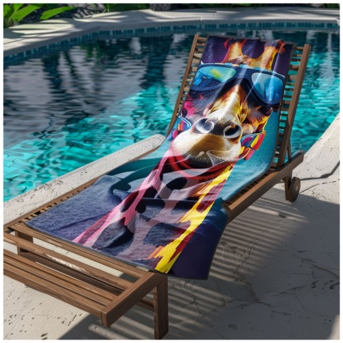 Ręcznik Plażowy Kąpielowy XXL 100x180 Żyrafa Szybkoschnący R120