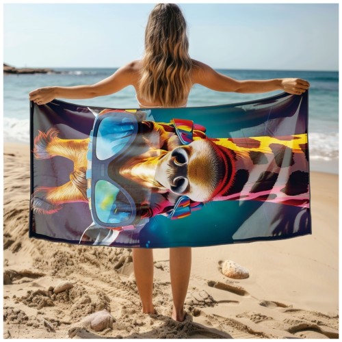 Ręcznik Plażowy Kąpielowy XXL 100x180 Żyrafa Szybkoschnący R120