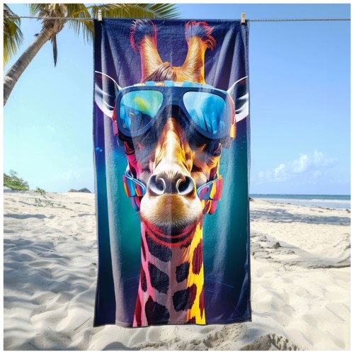 Ręcznik Plażowy Kąpielowy XXL 100x180 Żyrafa Szybkoschnący R120