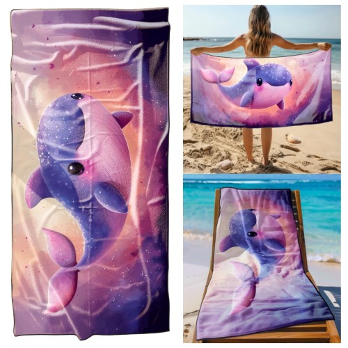 Ręcznik Plażowy Kąpielowy XL 70x140 Wieloryb Szybkoschnący R106