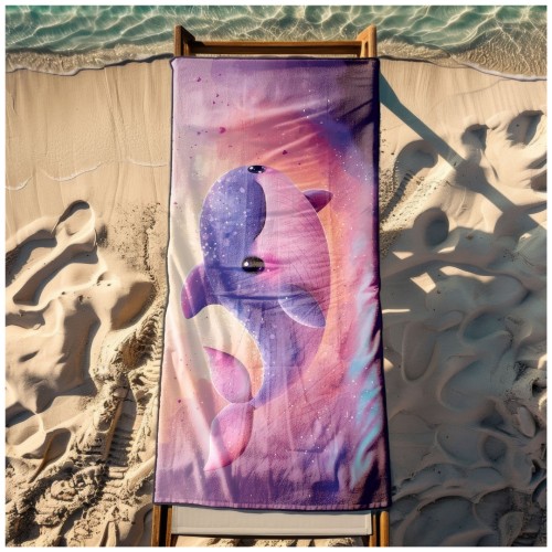 Ręcznik Plażowy Kąpielowy XL 70x140 Wieloryb Szybkoschnący R106
