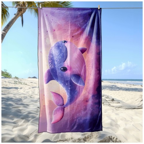 Ręcznik Plażowy Kąpielowy XL 70x140 Wieloryb Szybkoschnący R106