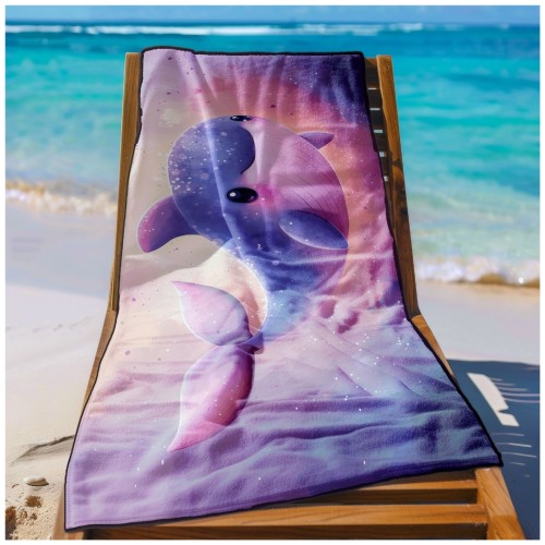 Ręcznik Plażowy Kąpielowy XXL 100x180 Wieloryb Szybkoschnący R106