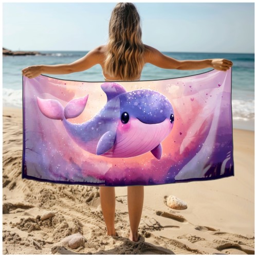 Ręcznik Plażowy Kąpielowy XXL 100x180 Wieloryb Szybkoschnący R106