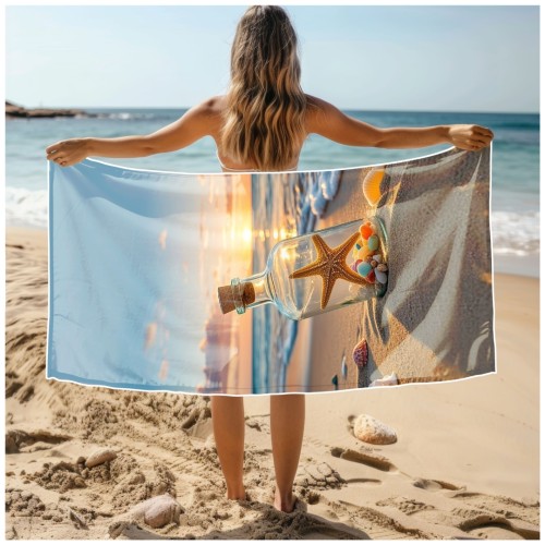 Ręcznik Plażowy Kąpielowy XXL 100x180 Butelka Szybkoschnący R132