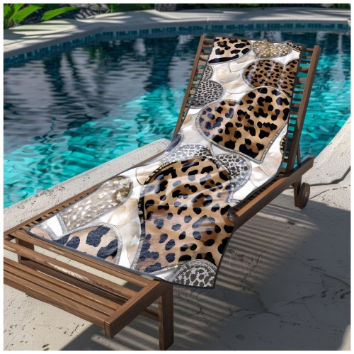 Ręcznik Plażowy Kąpielowy XL 70x140 Serca Panterki Szybkoschnący R128