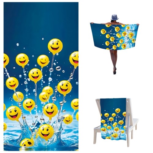 Ręcznik Plażowy Kąpielowy XL 70x140 Emotki Szybkoschnący H135