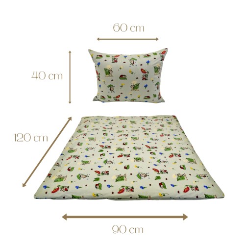 Komplet Pościeli Dziecięcej 90x120 + 40x60 Biedronki Seledyn