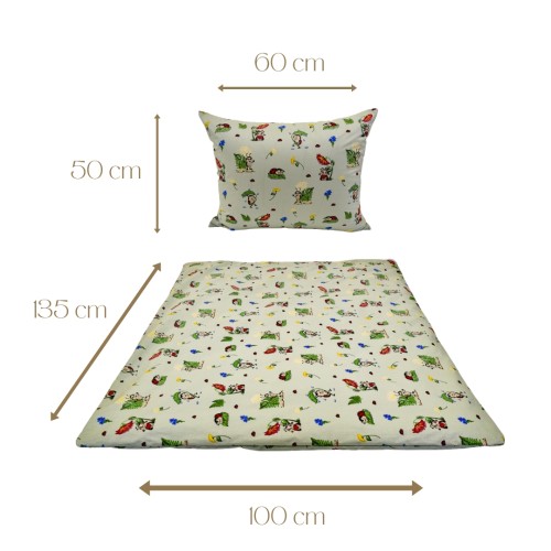Komplet Pościeli Dziecięcej 100x135 + 50x60 Biedronki Seledyn