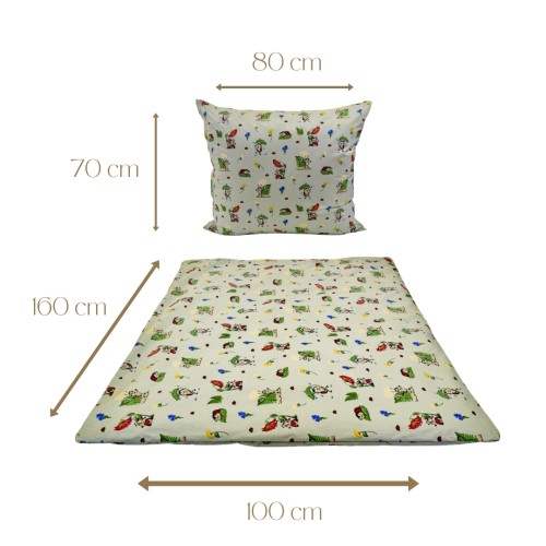 Komplet Pościeli Dziecięcej 100x160 + 70x80 Biedronki Seledyn