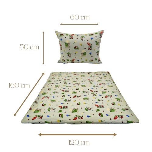 Komplet Pościeli Dziecięcej 120x160 + 50x60 Biedronki Seledyn