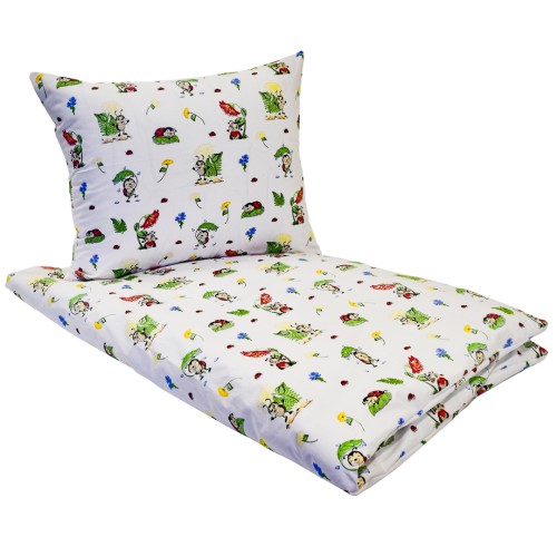 Komplet Pościeli Dziecięcej 120x160 + 50x60 Biedronki Białe