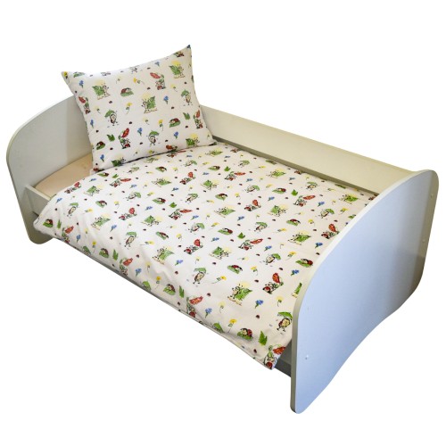 Komplet Pościeli Dziecięcej 120x160 + 50x60 Biedronki Białe