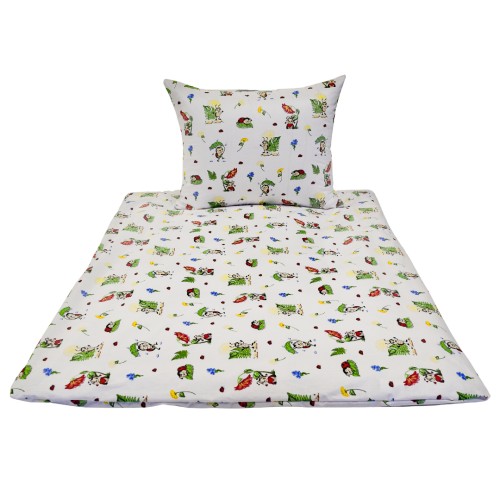 Komplet Pościeli Dziecięcej 120x160 + 50x60 Biedronki Białe