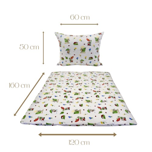 Komplet Pościeli Dziecięcej 120x160 + 50x60 Biedronki Białe