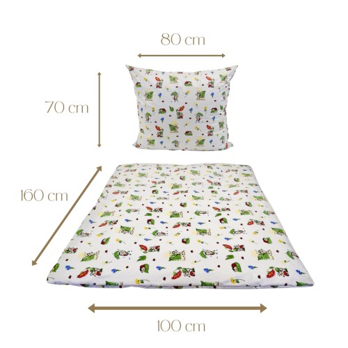Komplet Pościeli Dziecięcej 100x160 + 70x80 Biedronki Białe