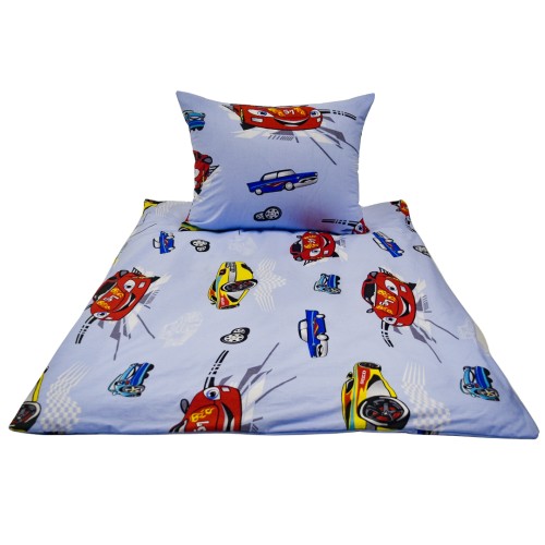 Komplet Pościeli Dziecięcej 100x135 + 50x60 Auta Cars Niebieskie