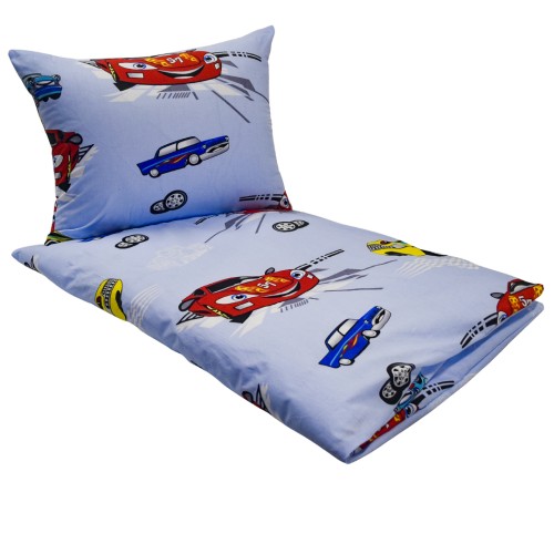 Komplet Pościeli Dziecięcej 120x160 + 50x60 Auta Cars Niebieskie
