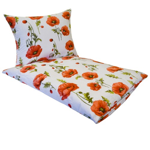 Komplet Pościeli Dziecięcej 120x160 + 50x60 Maki Na Białym