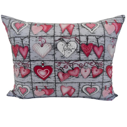 Komplet Pościeli Dziecięcej 100x135 + 40x60 Serca Na Desce Czerwone