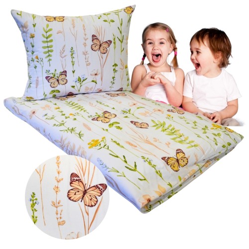 Komplet Pościeli Dziecięcej 100x160 + 50x60 Motyle Kolorowe