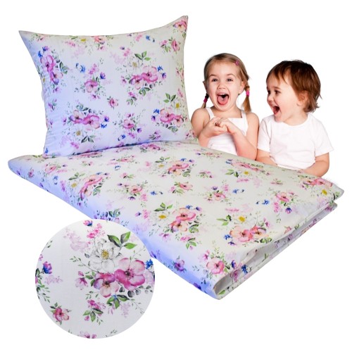Komplet Pościeli Dziecięcej 100x135 + 40x60 Wiosna Jabłonka Biała