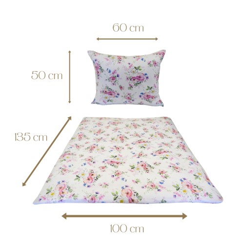 Komplet Pościeli Dziecięcej 100x135 + 50x60 Wiosna Jabłonka Biała