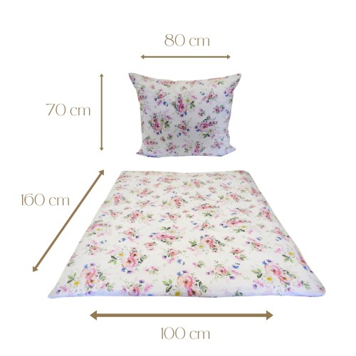 Komplet Pościeli Dziecięcej 100x160 + 70x80 Wiosna Jabłonka Biała