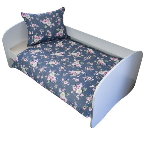 Komplet Pościeli Dziecięcej 120x160 + 50x60 Wiosna Jabłonka Szara