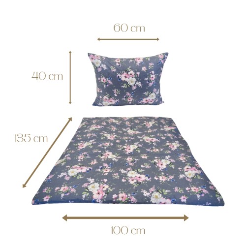 Komplet Pościeli Dziecięcej 100x135 + 40x60 Wiosna Jabłonka Szara