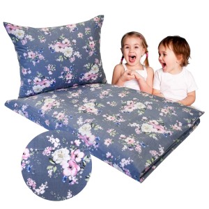 Komplet Pościeli Dziecięcej 90x120 + 40x60 Wiosna Jabłonka Szara