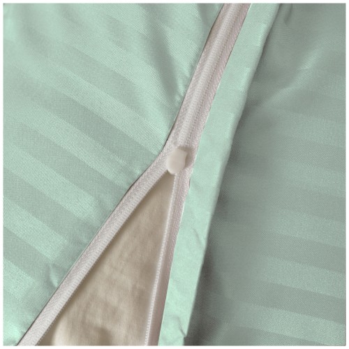 Pościel Z Lamówką 220x200 2x70x80 Miętowa Adamaszkowa Pasy 1Cm