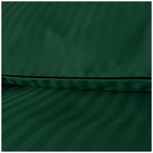 Pościel Z Lamówką 220x200 2x70x80 Butelkowa Zieleń Adamaszkowa Pasy 1Cm