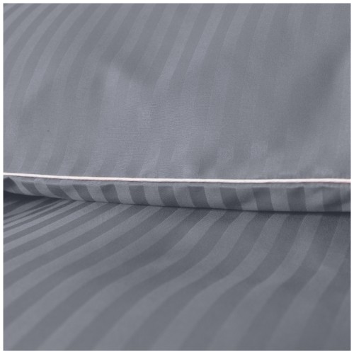 Pościel Z Lamówką 220x200 2x70x80 Silver Blue Adamaszkowa Pasy 1Cm