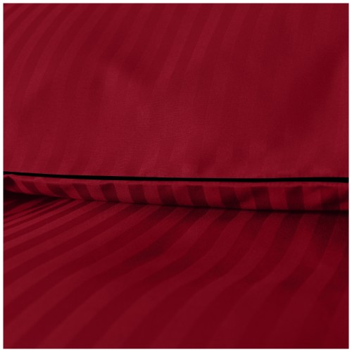 Pościel Z Lamówką 220x200 2x70x80 Czerwona Adamaszkowa Pasy 1Cm