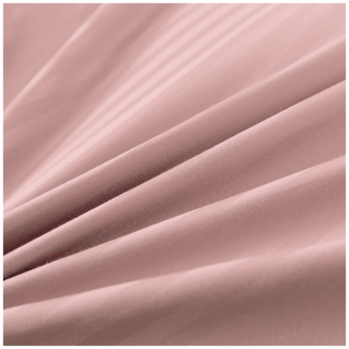 Pościel Z Lamówką 220x200 2x70x80 Pudrowy Róż Adamaszkowa Pasy 1Cm