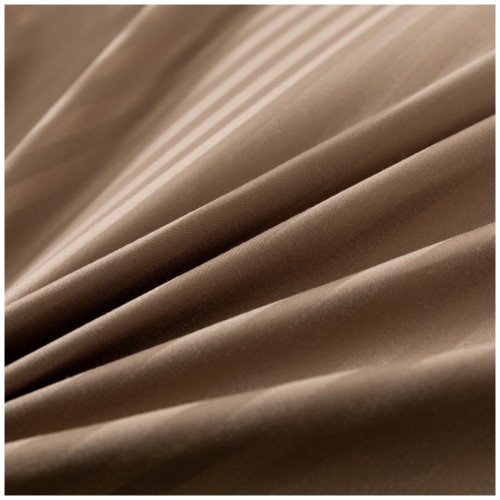 Pościel Z Lamówką 160x200 2x70x80 Beżowa Adamaszkowa Pasy 1Cm