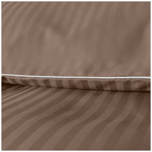 Pościel Z Lamówką 160x200 2x70x80 Beżowa Adamaszkowa Pasy 1Cm